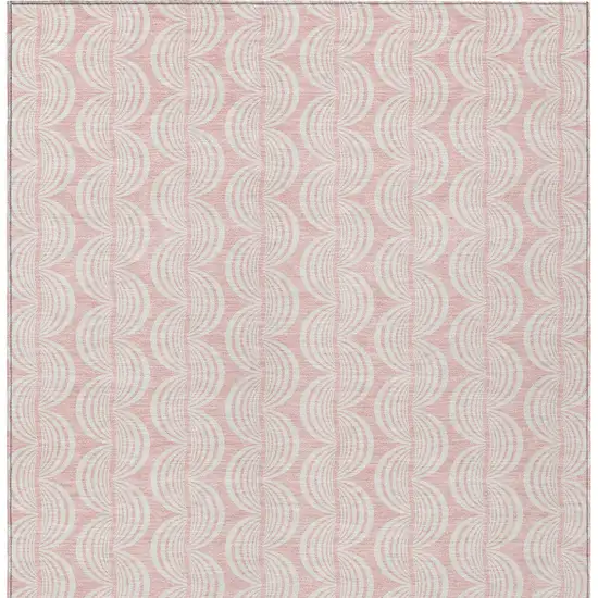 Pink And Gray Ogee Washable Indoor Outdoor Area Rug Photo 5