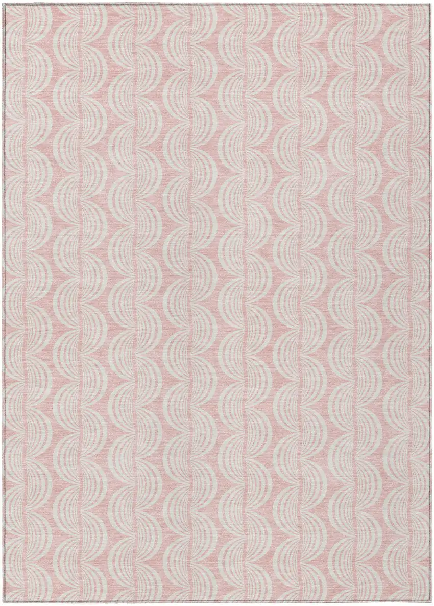 Pink And Gray Ogee Washable Indoor Outdoor Area Rug Photo 2