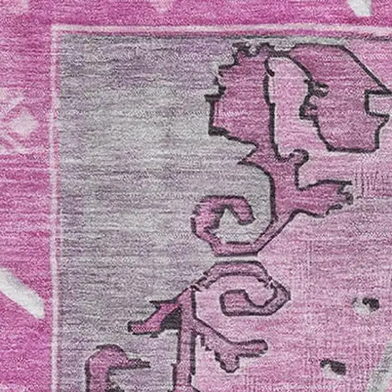 Pink And Gray Oriental Washable Area Rug With UV Protection Photo 2