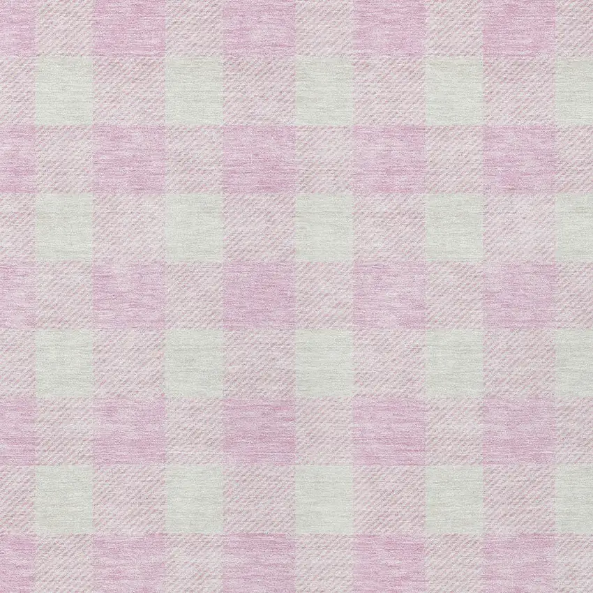 Pink And Gray Plaid Washable Indoor Outdoor Area Rug Photo 6