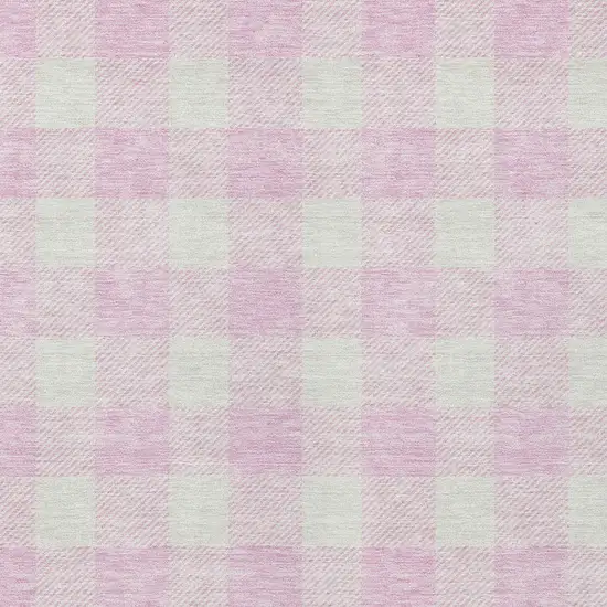 Pink And Gray Plaid Washable Indoor Outdoor Area Rug Photo 6
