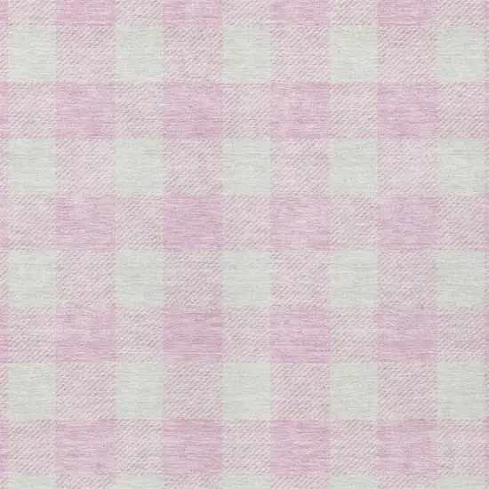 Pink And Gray Plaid Washable Indoor Outdoor Area Rug Photo 6