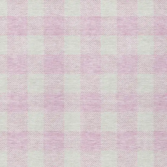 Pink And Gray Plaid Washable Indoor Outdoor Area Rug Photo 6