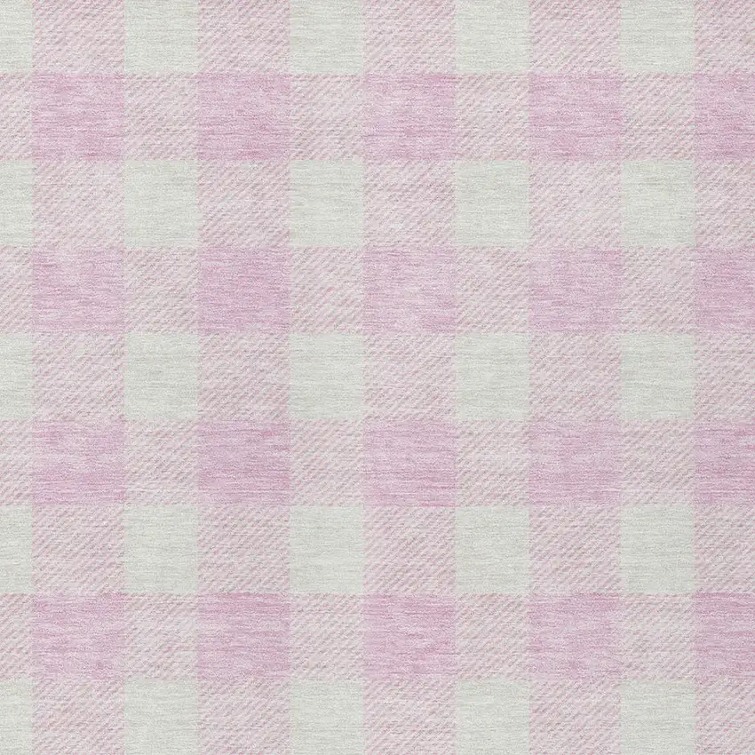 Pink And Gray Plaid Washable Indoor Outdoor Area Rug Photo 6