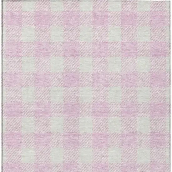 Pink And Gray Plaid Washable Indoor Outdoor Area Rug Photo 7