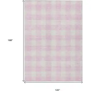 Photo of Pink And Gray Plaid Washable Indoor Outdoor Area Rug