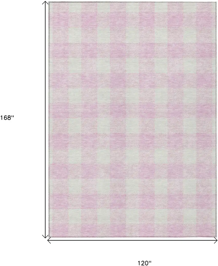 Pink And Gray Plaid Washable Indoor Outdoor Area Rug Photo 3