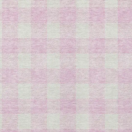 Pink And Gray Plaid Washable Indoor Outdoor Area Rug Photo 6