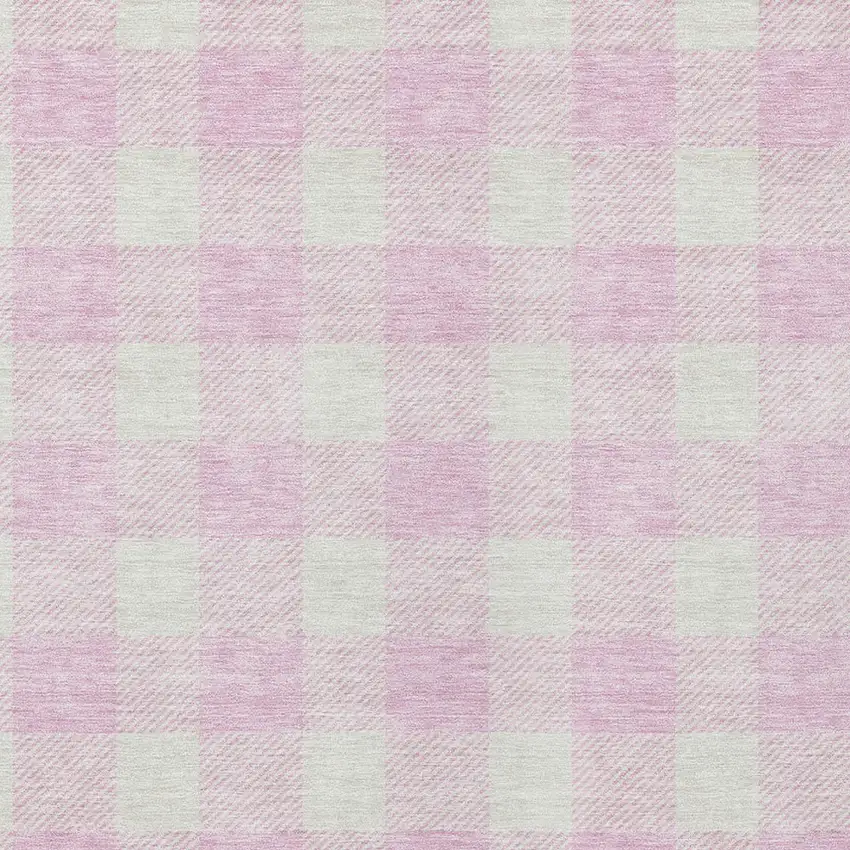 Pink And Gray Plaid Washable Indoor Outdoor Area Rug Photo 6