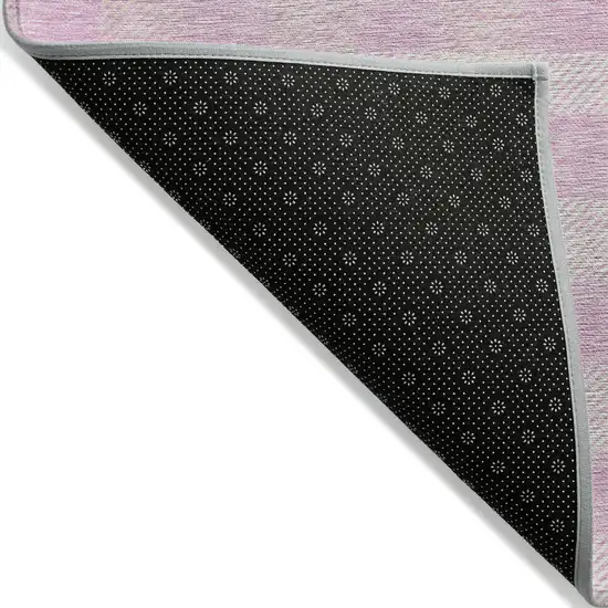 Pink And Gray Plaid Washable Indoor Outdoor Area Rug Photo 4