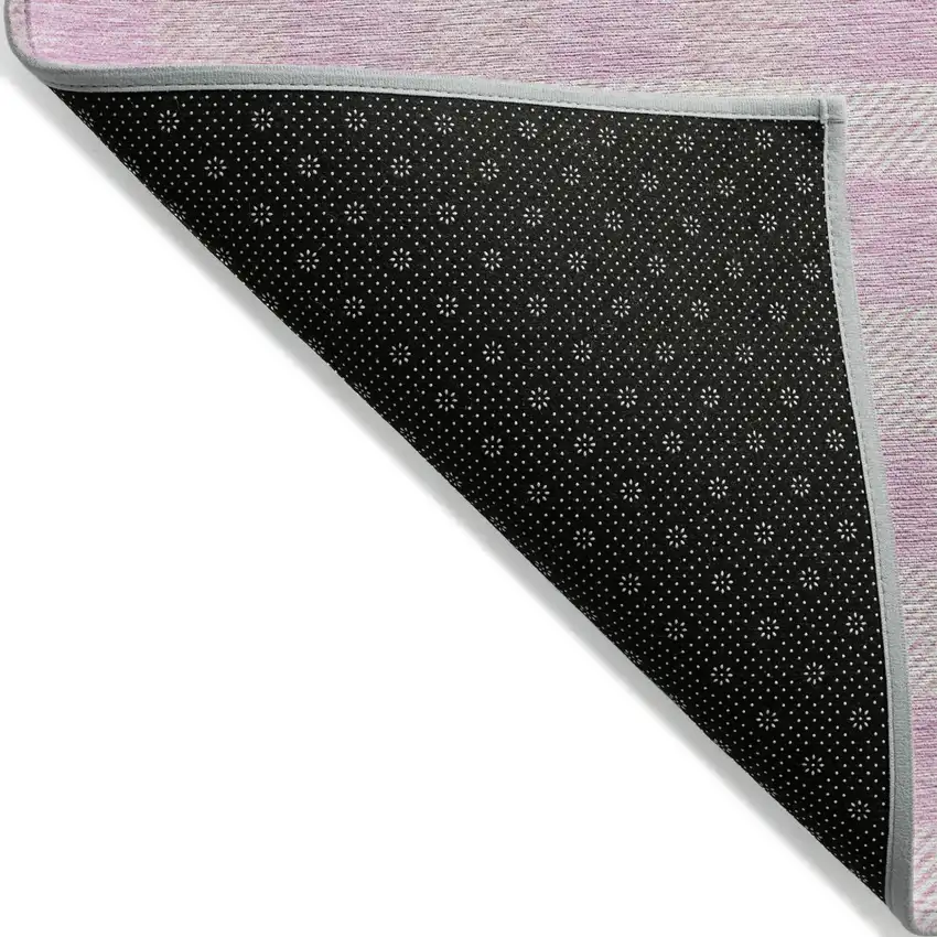 Pink And Gray Plaid Washable Indoor Outdoor Area Rug Photo 4