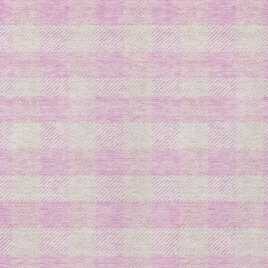 Pink And Gray Plaid Washable Indoor Outdoor Area Rug Photo 6