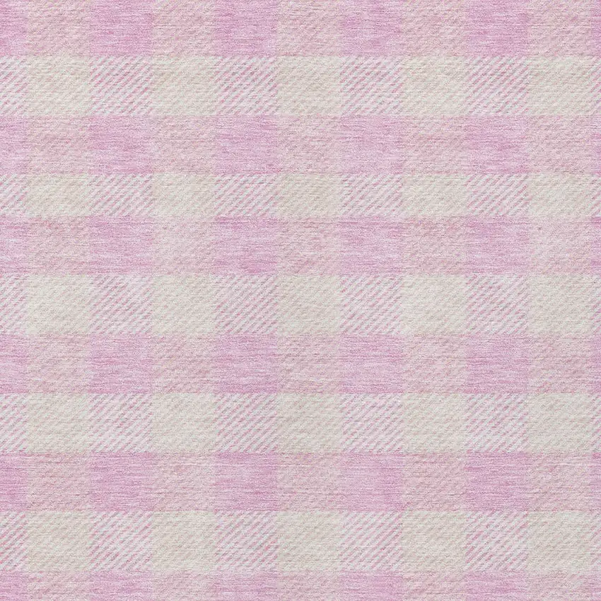Pink And Gray Plaid Washable Indoor Outdoor Area Rug Photo 6