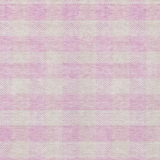 Pink And Gray Plaid Washable Indoor Outdoor Area Rug Photo 6