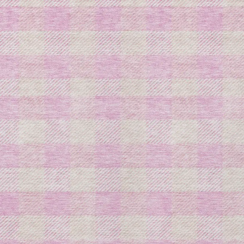 Pink And Gray Plaid Washable Indoor Outdoor Area Rug Photo 6