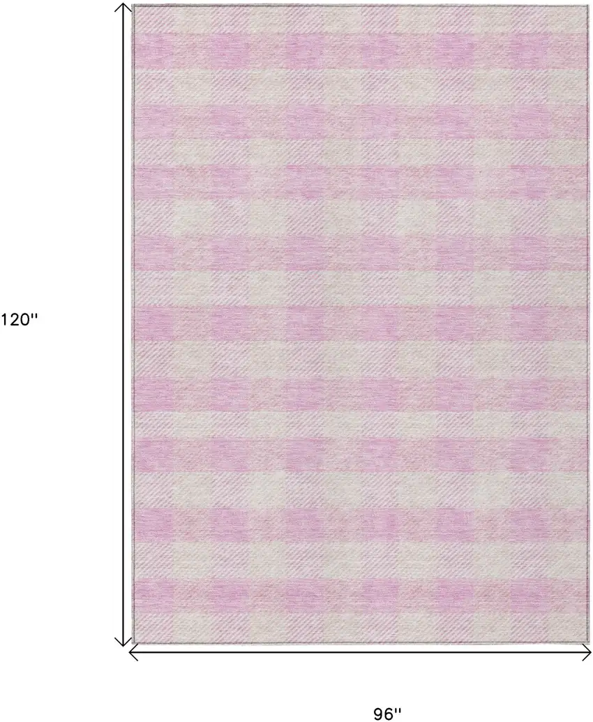 Pink And Gray Plaid Washable Indoor Outdoor Area Rug Photo 3