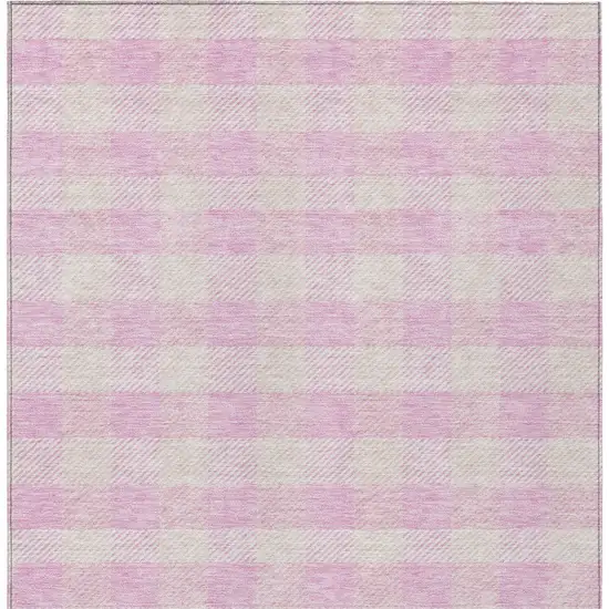 Pink And Gray Plaid Washable Indoor Outdoor Area Rug Photo 7