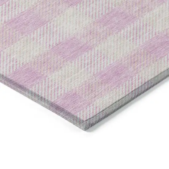 Pink And Gray Plaid Washable Indoor Outdoor Area Rug Photo 5