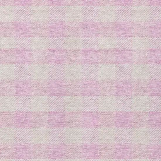 Pink And Gray Plaid Washable Indoor Outdoor Area Rug Photo 6