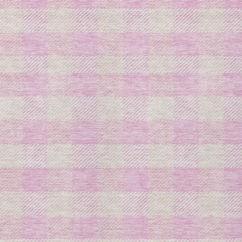 Pink And Gray Plaid Washable Indoor Outdoor Area Rug Photo 6