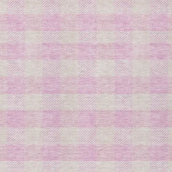 Pink And Gray Plaid Washable Indoor Outdoor Area Rug Photo 6