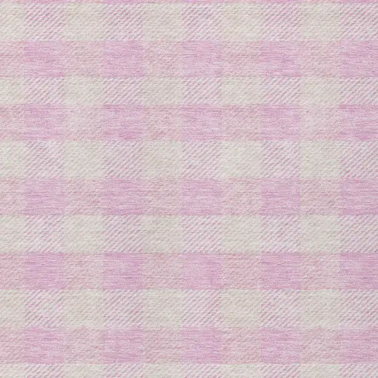 Pink And Gray Plaid Washable Indoor Outdoor Area Rug Photo 6