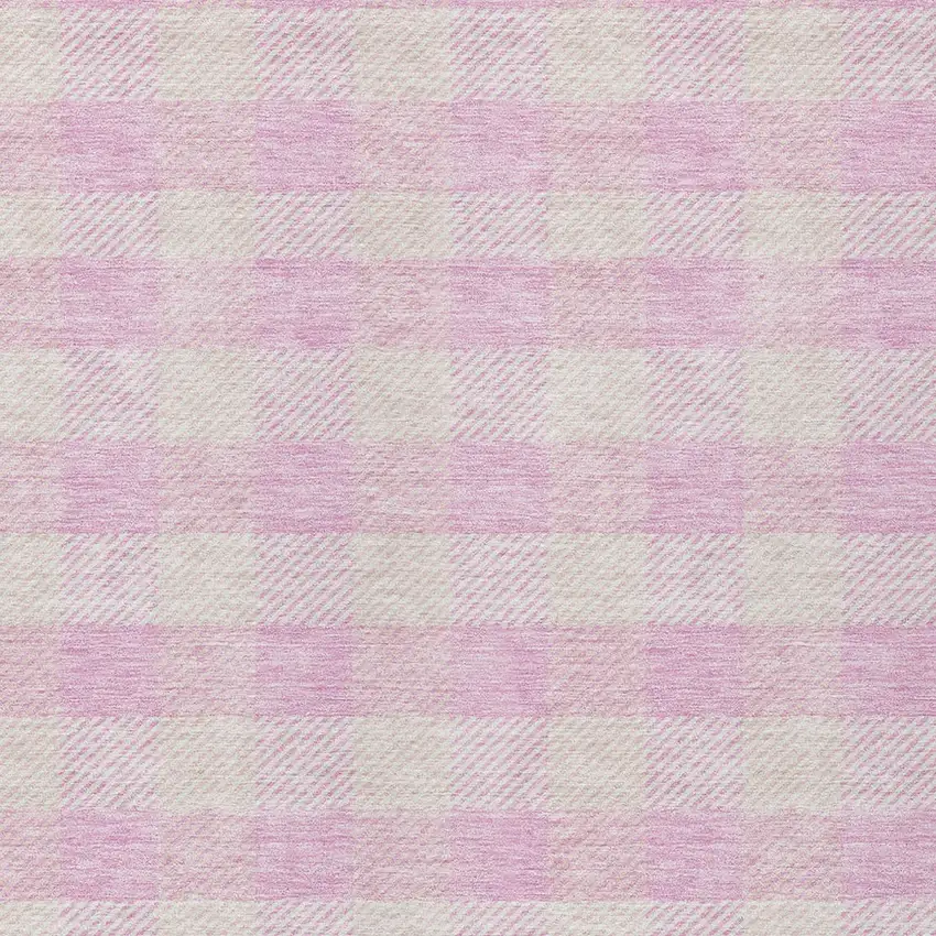 Pink And Gray Plaid Washable Indoor Outdoor Area Rug Photo 6