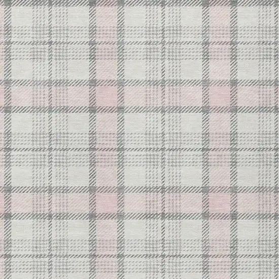 Pink And Gray Plaid Washable Indoor Outdoor Area Rug Photo 5