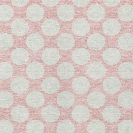 Pink And Gray Polka Dot Washable Indoor Outdoor Area Rug Photo 6