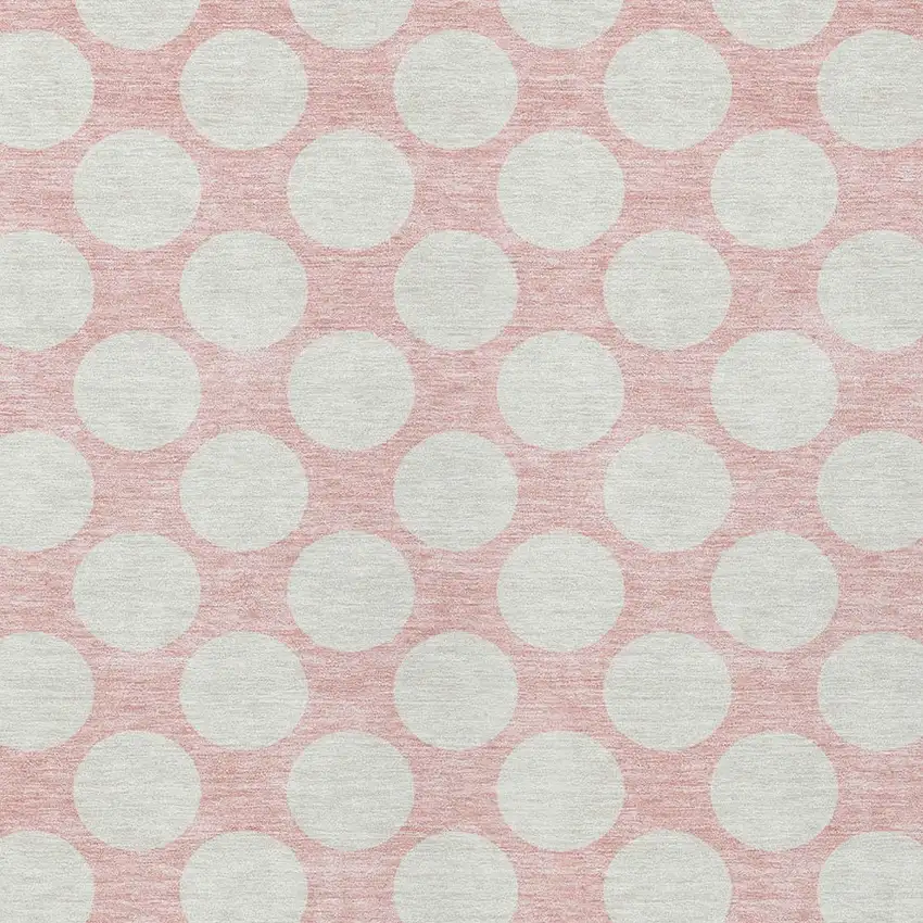 Pink And Gray Polka Dot Washable Indoor Outdoor Area Rug Photo 6