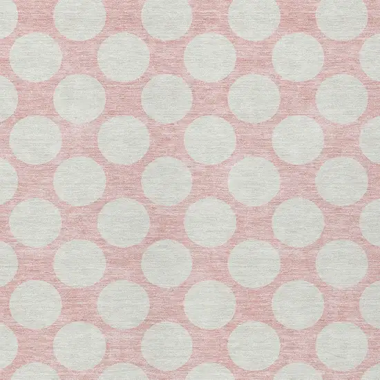 Pink And Gray Polka Dot Washable Indoor Outdoor Area Rug Photo 6
