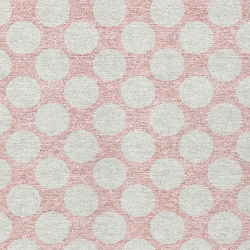 Pink And Gray Polka Dot Washable Indoor Outdoor Area Rug Photo 6