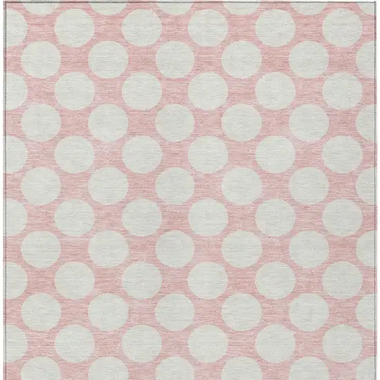 Pink And Gray Polka Dot Washable Indoor Outdoor Area Rug Photo 7