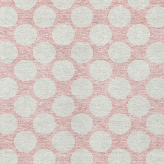 Pink And Gray Polka Dot Washable Indoor Outdoor Area Rug Photo 6