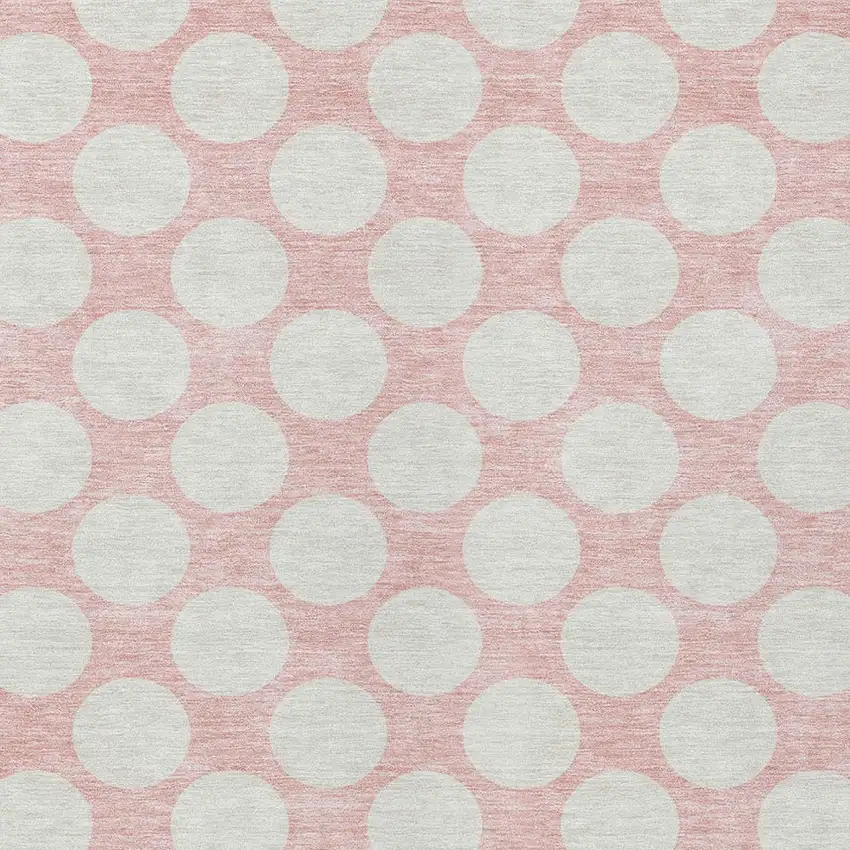 Pink And Gray Polka Dot Washable Indoor Outdoor Area Rug Photo 6