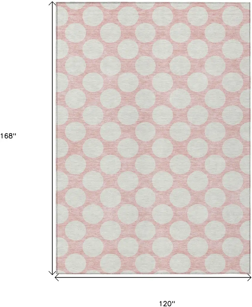 Pink And Gray Polka Dot Washable Indoor Outdoor Area Rug Photo 3
