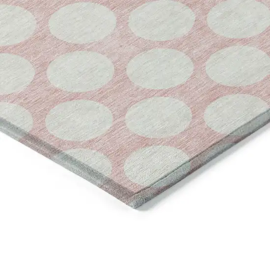 Pink And Gray Polka Dot Washable Indoor Outdoor Area Rug Photo 5