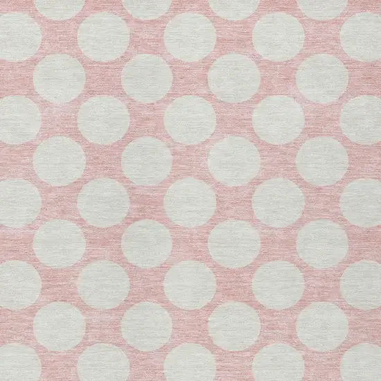 Pink And Gray Polka Dot Washable Indoor Outdoor Area Rug Photo 6