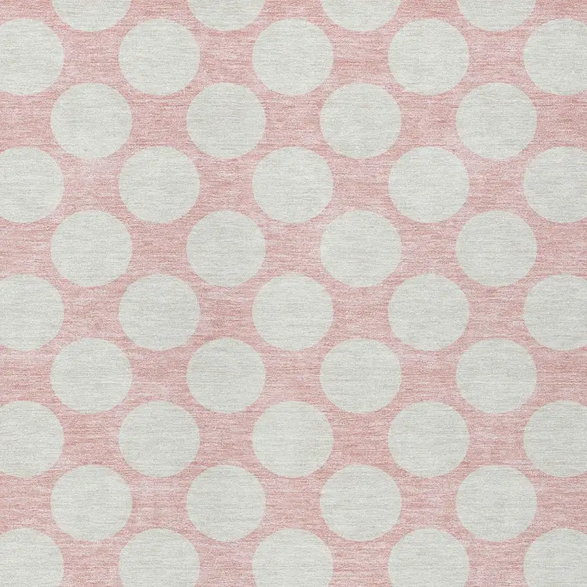 Pink And Gray Polka Dot Washable Indoor Outdoor Area Rug Photo 6