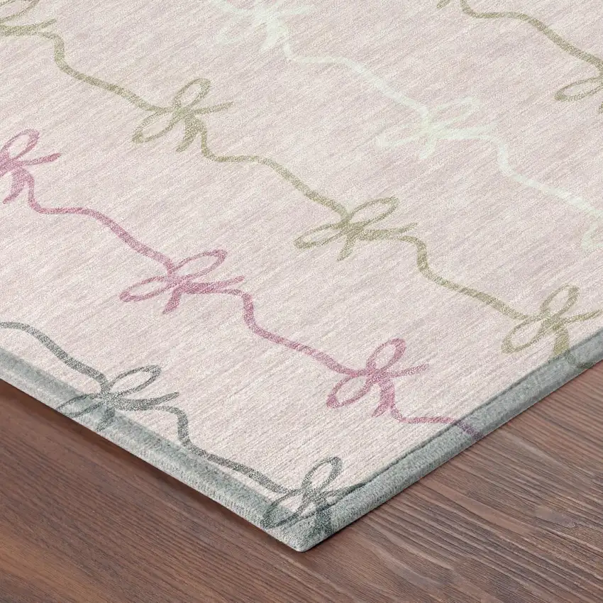 Pink And Gray Southwestern Washable Indoor Outdoor Area Rug Photo 4