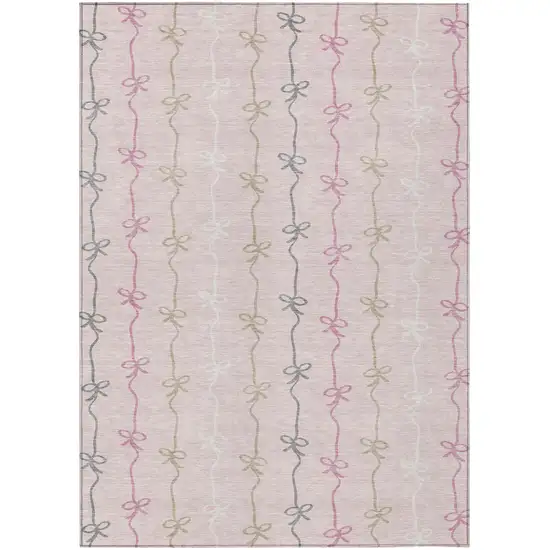 Pink And Gray Southwestern Washable Indoor Outdoor Area Rug Photo 1