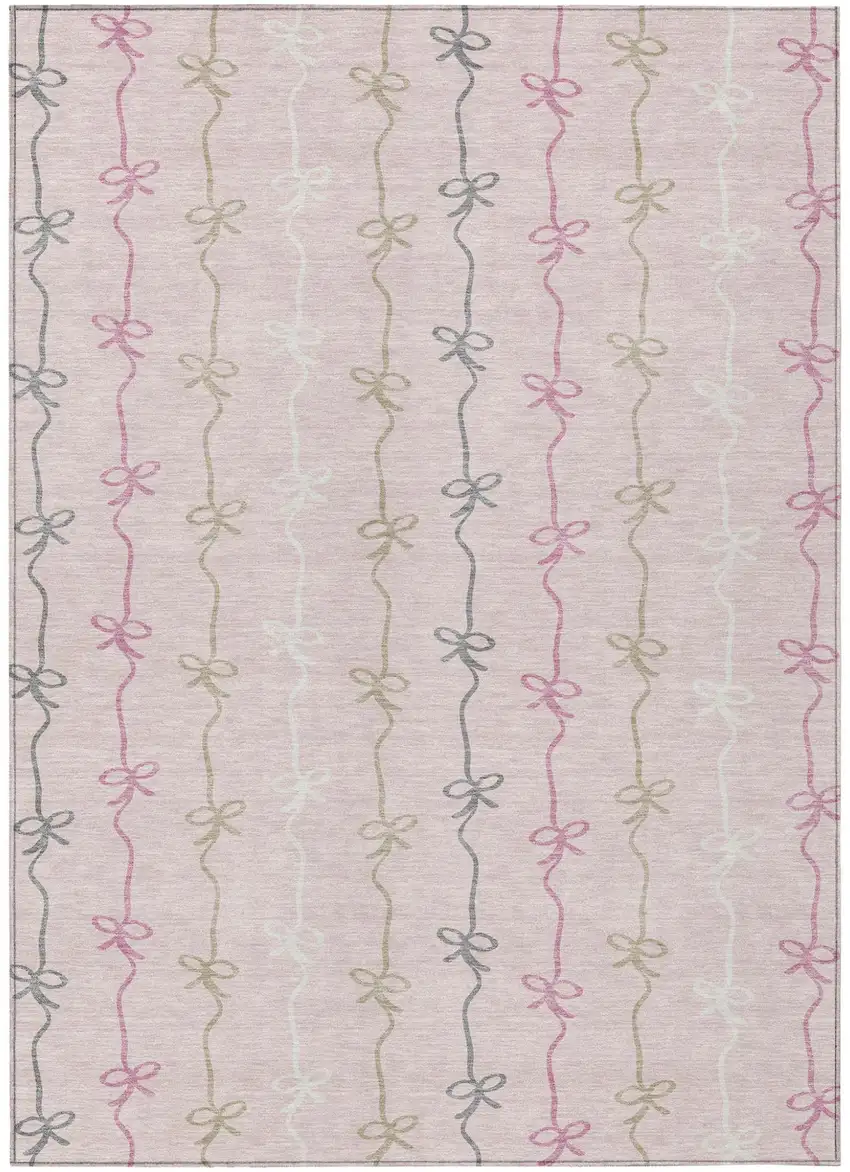 Pink And Gray Southwestern Washable Indoor Outdoor Area Rug Photo 1