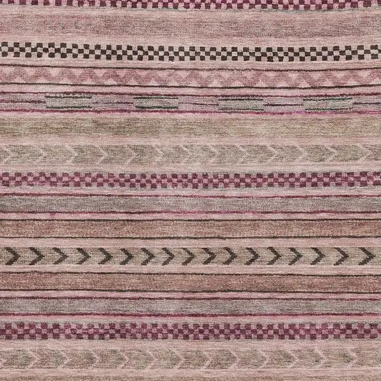 Pink And Gray Striped Washable Area Rug With UV Protection Photo 2
