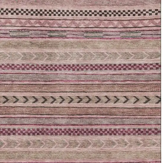 Pink And Gray Striped Washable Area Rug With UV Protection Photo 2