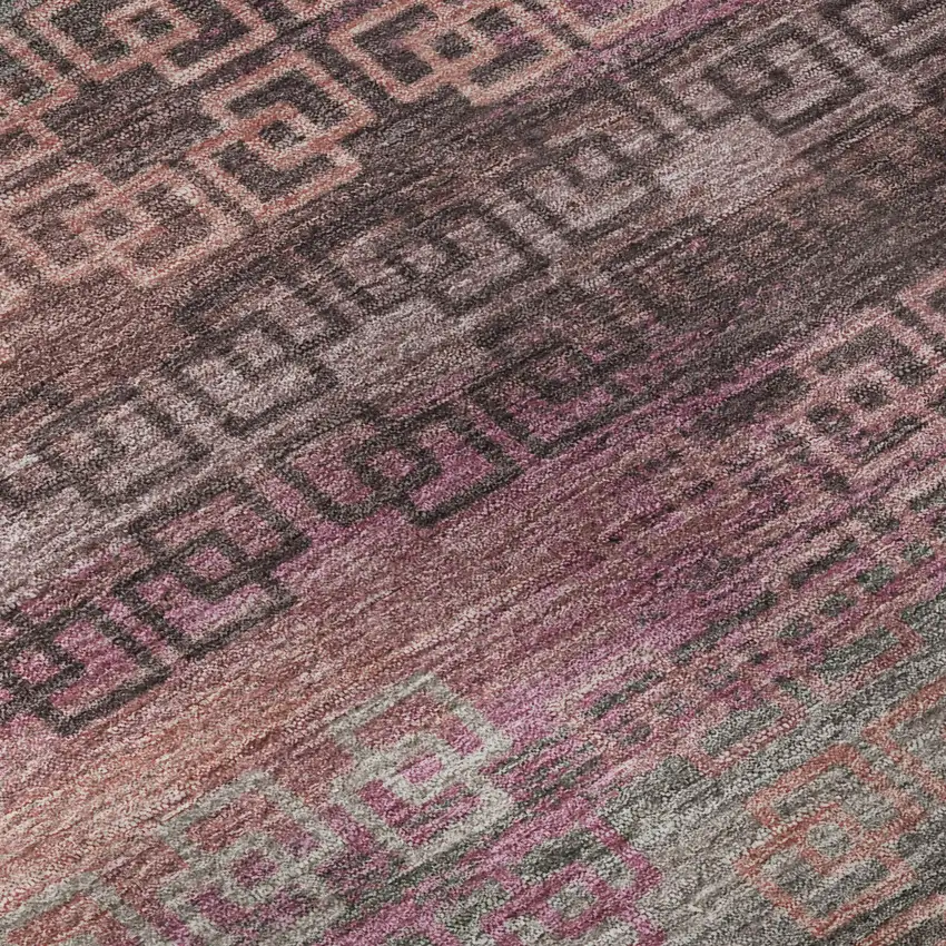 Pink And Gray Striped Washable Area Rug With UV Protection Photo 8