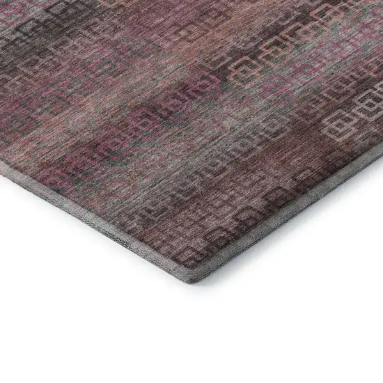 Pink And Gray Striped Washable Area Rug With UV Protection Photo 7