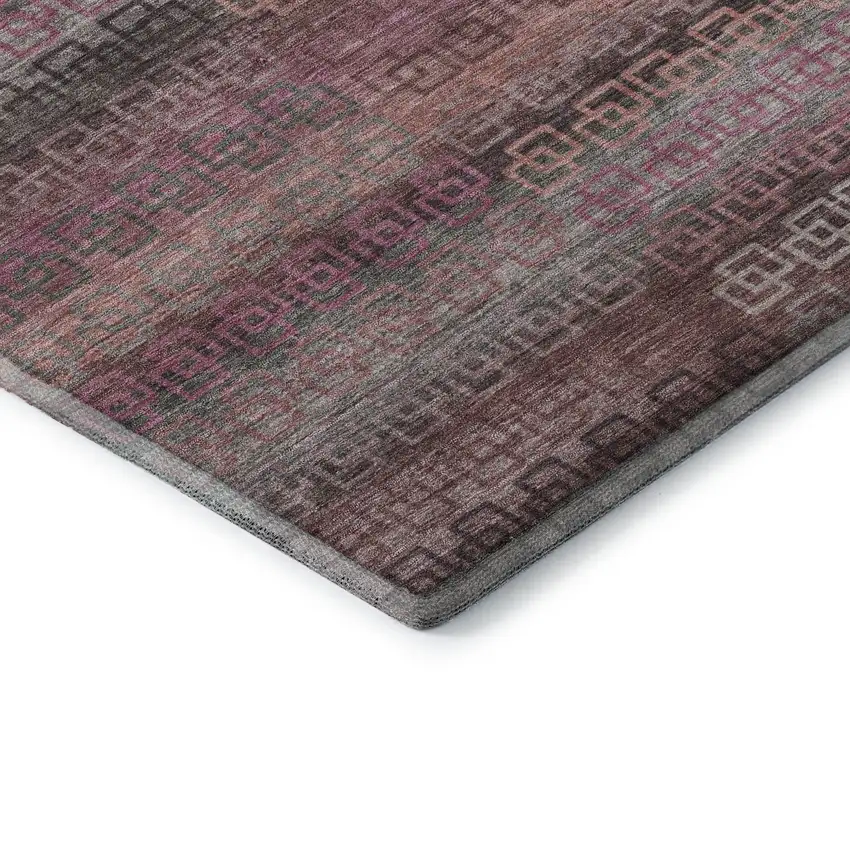 Pink And Gray Striped Washable Area Rug With UV Protection Photo 7