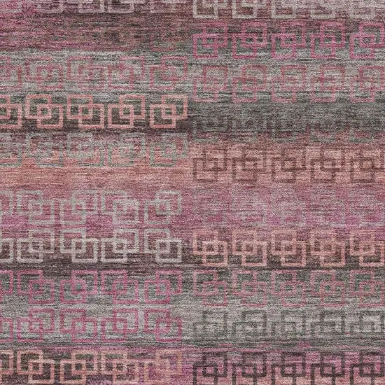 Pink And Gray Striped Washable Area Rug With UV Protection Photo 3
