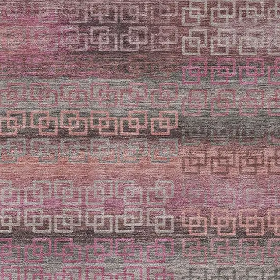 Pink And Gray Striped Washable Area Rug With UV Protection Photo 3