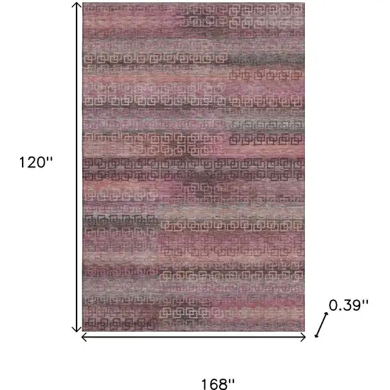 Pink And Gray Striped Washable Area Rug With UV Protection Photo 9